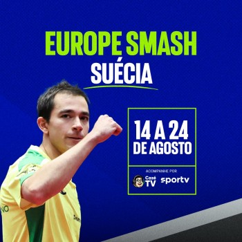 Hugo Calderano disputa Europe Smash em Malmö, na Suécia